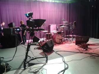 A Local Live set up at TSTV studio. A lot of mics and cables. I'm getting good at wrapping XLRs...